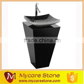 Dark Emperador Marble Bathroom Pedestal Sink photo-5