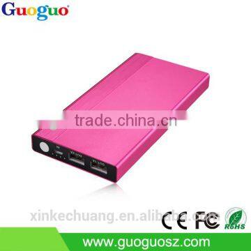 Guoguo promotion colorful 5V polymer metal mobile power bank 8000mah