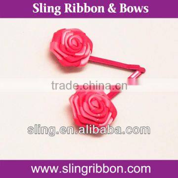 Hairpin Edge Black and Grey Mix Color Ribbon Roses Clip/Hair Bands
