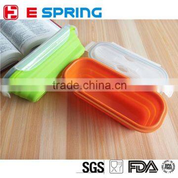 Smart Flap And Lock Folable Silicone Food Storage Lunch Box Container