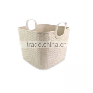 oem bathroom plastic rattan wicker baskets with handle