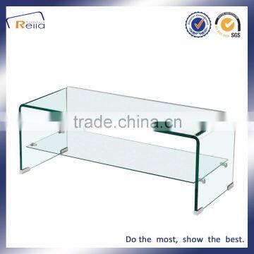 HOT BENDING SQUARE ART TEMPERED GLASS COFFEE TABLE DOUBLE LAYER GLASS FUNKY CLASSIC TABLE