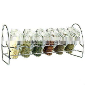 SINOGLASS 6pcs Oval Shape Glass jar spice rack