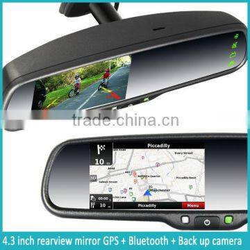 Wince 6.0 gps rearview mirror with back up camera display 2 video input