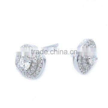 Wholesale 925 Sterling Silver Whte Stone Stud Earrings photo-2