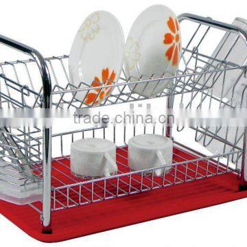 chrome plated 2 tier kitchen plate rack