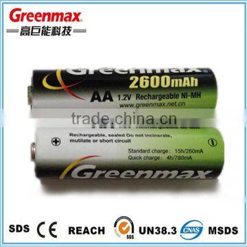 Factory Price NI-MH AA 2600mAh 1.2V Rechargeable Battery