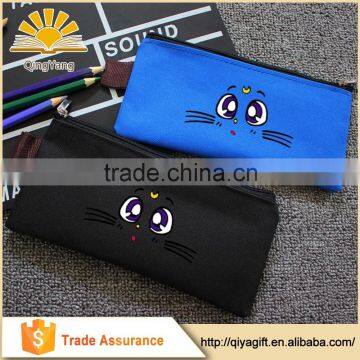 Wholesale customized cheaper simple school teenager custom canvas pencil case