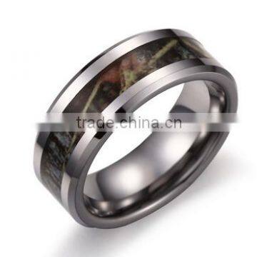 8mm dark color camo tungsten ring