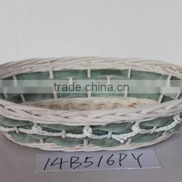 oval wood chip sotrage basket with paper rope