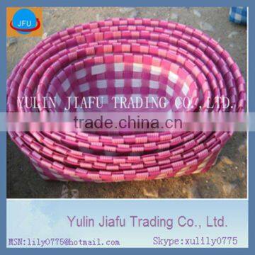 Handmade weaving household oval PP storage basket