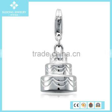 Wedding Cake Decoration Charm Pendant in Sterling Silver