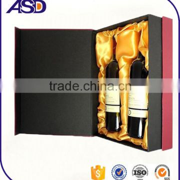 magnetic folding Stamping,Embossing,Glossy Lamination paper wine box plain / wine box for packaging