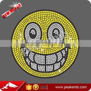 Smile face emoji hotfix bling rhinestone transfer