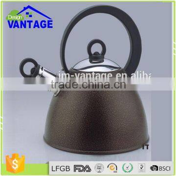 Brown induction stainless steel tea pot stove top whistling kettle