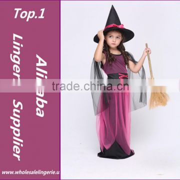 Beautiful Girls witch Halloween Costume with hat fairy Fancy Dress Up for Kids Childrens cosplay costume kids festival costumes