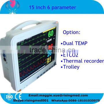 Hot seller Portable15 inch 6 Parameter Patient Monitor Optional printer,IBP , ETCO2