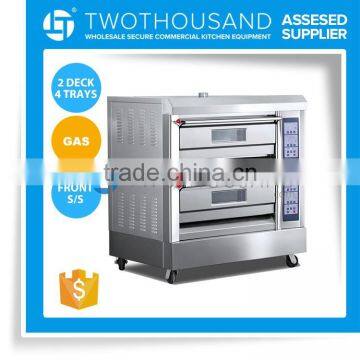 Commercial Bread Gas Oven - 2 Decks 4 Trays, Front S/S, Pan 40*60 cm, TT-O38C