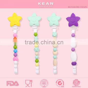 Kean new design silicone baby pacifier with chain