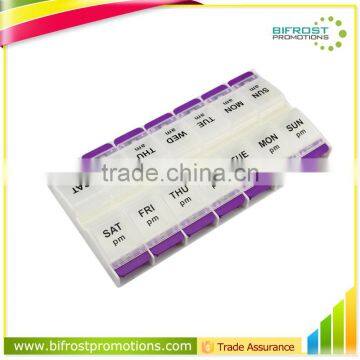 Press Opening 14 Compartment Weekly Plastic Pill Case