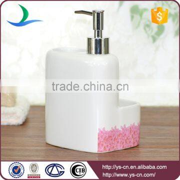 Elegant Square Ceramic Wholesale Soap Dispenser With Bird and Flower Decal photo-4