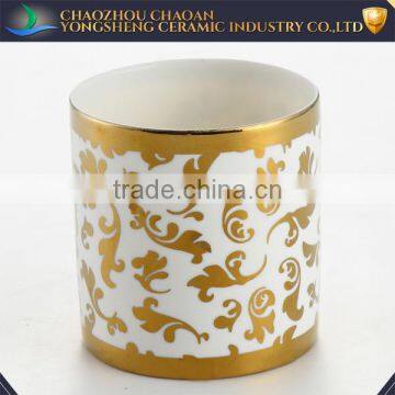 Golden Round Tealight Tea Light Candle Holder Cup Ceramic
