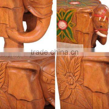 Thailand Style Living Elephant Shape Little Chair, Solid Wood Handcarved Chairs for Shoes Changing (BF01-X1176) photo-5