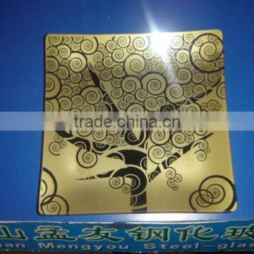 Golden printing small glass plate small square glass plate decorative glass plate