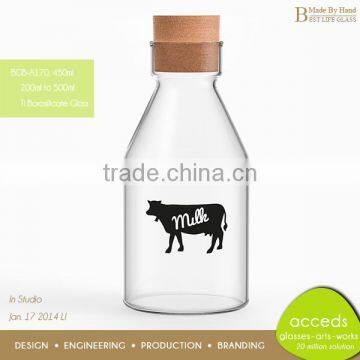 Personalized Pyrex Fancy Glass Milk Bottle