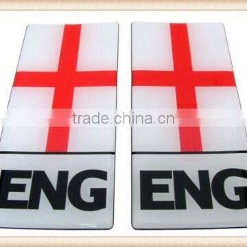 England ENG Number Plate Resin Domed Sticker 3D Rectangular Car Badge x 2