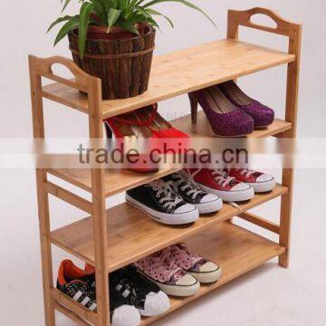 Simple wooden bamboo shoe rack