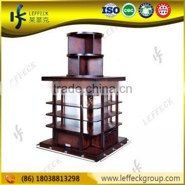 Wholesale high quality wooden whiskey bottle display shelf rack