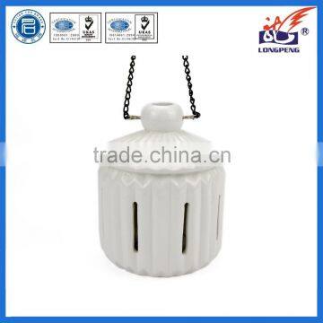 Eco-Friendly Elegant White Ceramic LED Light Hanging Candle Lanterns,Ceramic Hollow DesignTealight Candle Lanterns