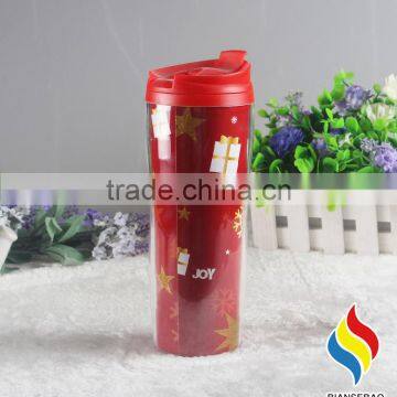 16oz double wall insulated plastic coffee Travel mug