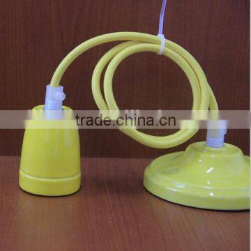 E27 High Frequency Ceramic Glazed Lampholder With Ceiling Rose and Braided Cable photo-4