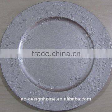SILVER GLITTER PP PLASTIC CHARGER PLATE