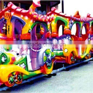 (HD-10301 )Cartoon Baby Face 8 Seats Fiberglass Train With Tracks Train Ride, Kids Amusement Ride Electric Toy Train Sets photo-2