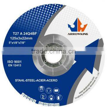 5" 125x3x22.2mm Depressed Center Resin Bonded Reinforced Grinding Wheel For Metal