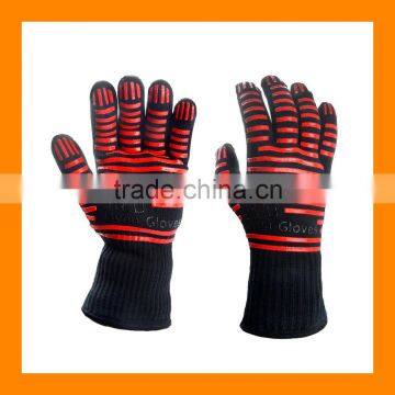 Heat Resistant Black with Red Silicone Flexible Cooking Baking BBQ Oven Grill Gloves Pan Holders Gloves