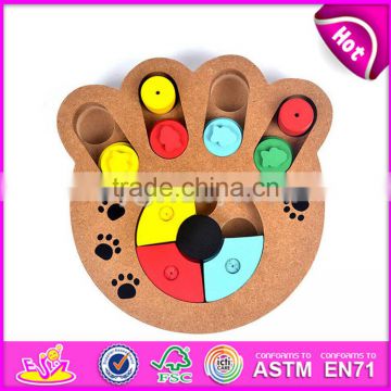 Wholesale creative paw shape wooden interactive dog toys best design pet IQ training wooden interactive dog toys W06F035