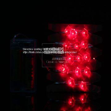 Red Lips Red Light Battery Operated Silver Wire Low Voltage High Brightness Night Light Decoration Home Holiday Lights photo-4