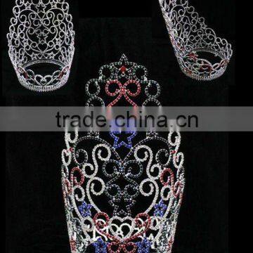 Hair Accessories Wholesale 30cm Tall Red and Green Color Rhinestone Crystal Jewelry Pageant Crowns photo-2