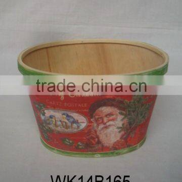 Beautiful Decal Wooden Flower Pot Garden Wood Pot With Plastic Liner photo-5