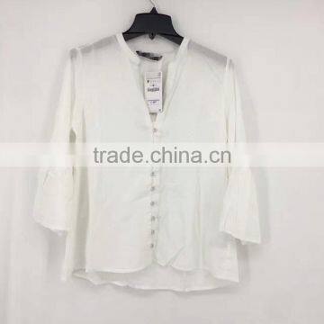 Latest design women fancy white button up shirt