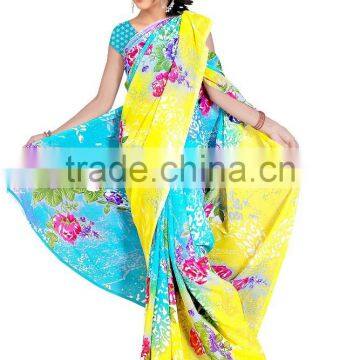 Georgette Printed Saree With Blouse photo-2