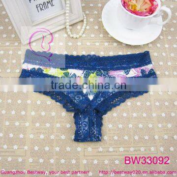 Fashion floral cheeky underwear with lace for sexy ladies