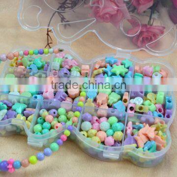 2016 Wholesale loose beads set diy toy for children with mixed colors and shapes