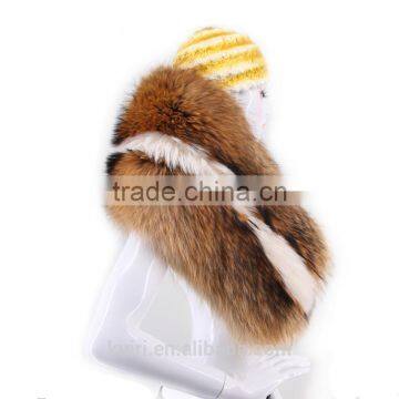 Women's Real Fox Fur Shawl Knitted Fox Fur Pashmina With Pocket Warm Women Scarf photo-5