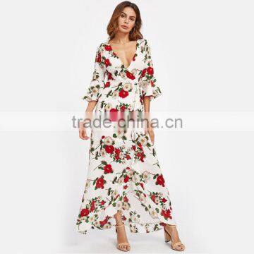 Floral Beach Dress A Line High Low Sexy Dress Women Maxi Dresses Long photo-2