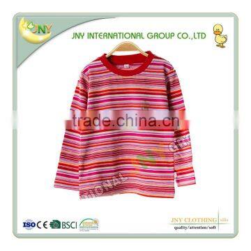 Red 100% Cotton Round Collar Cheap Stripe Baby Shirt photo-2